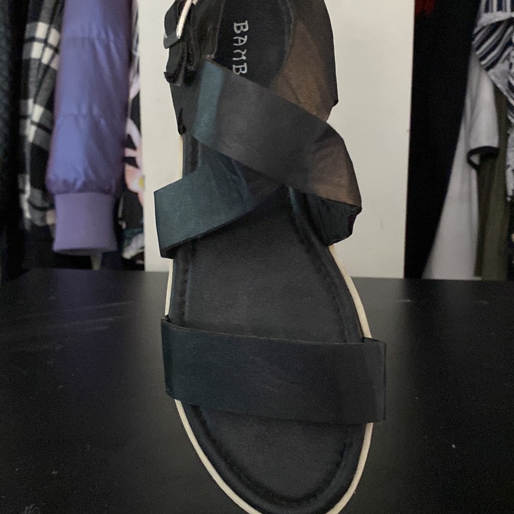 Cute Black & White Buckle Sandals - Picture 3 of 3